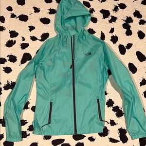 North Face lightweight rain jacket aqua green medium